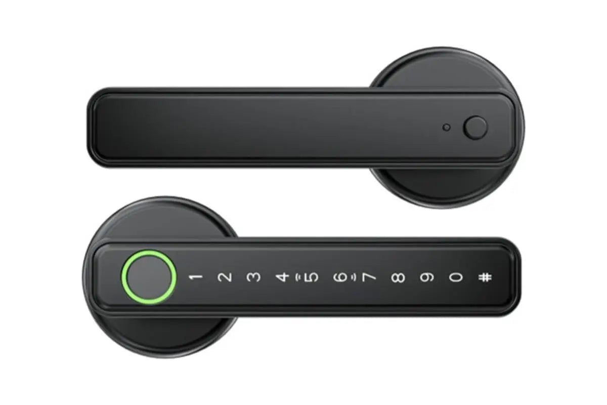 5 in 1 Smart Door Lock Fingerprint Door Knob with IC Cards and Backup Keys - Black Wholesale Hub