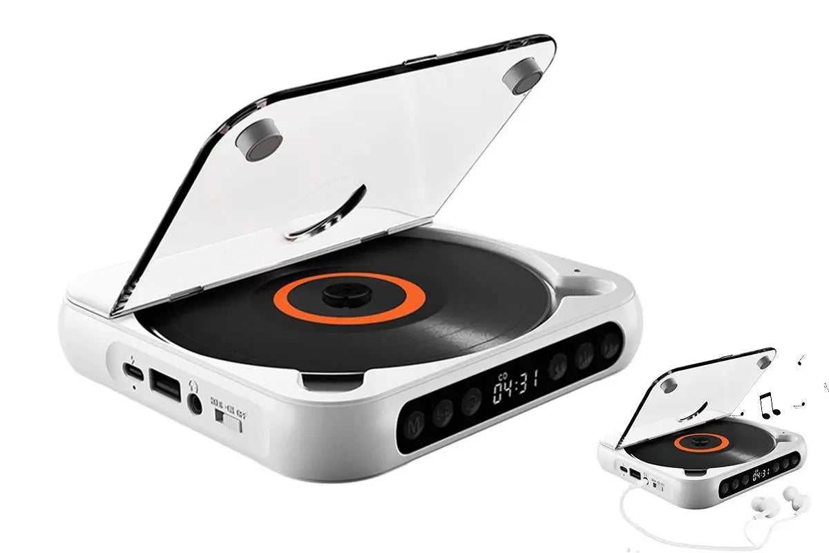 Portable CD Player Bluetooth 5.3 with HiFi Speakers Rechargeable Walkman Supports CD USB MP3 for Home - White Wholesale Hub