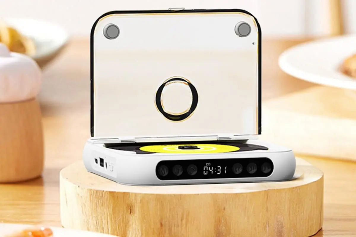 Portable CD Player Bluetooth 5.3 with HiFi Speakers Rechargeable Walkman Supports CD USB MP3 for Home - White Wholesale Hub