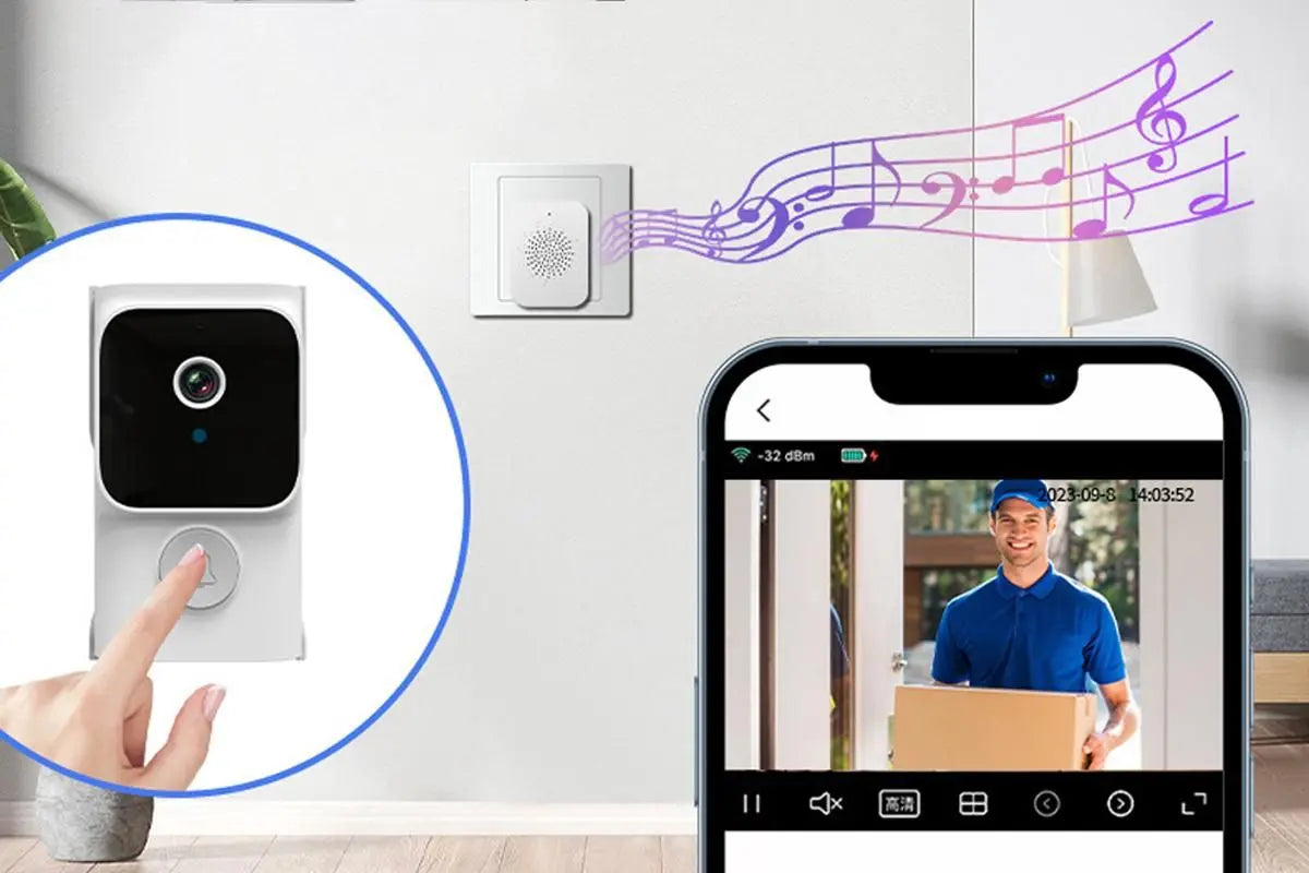 Wireless Smart Video Doorbell with Chime Intelligent Visual Doorbell View Security Doorbell Smart Doorbell Wholesale Hub