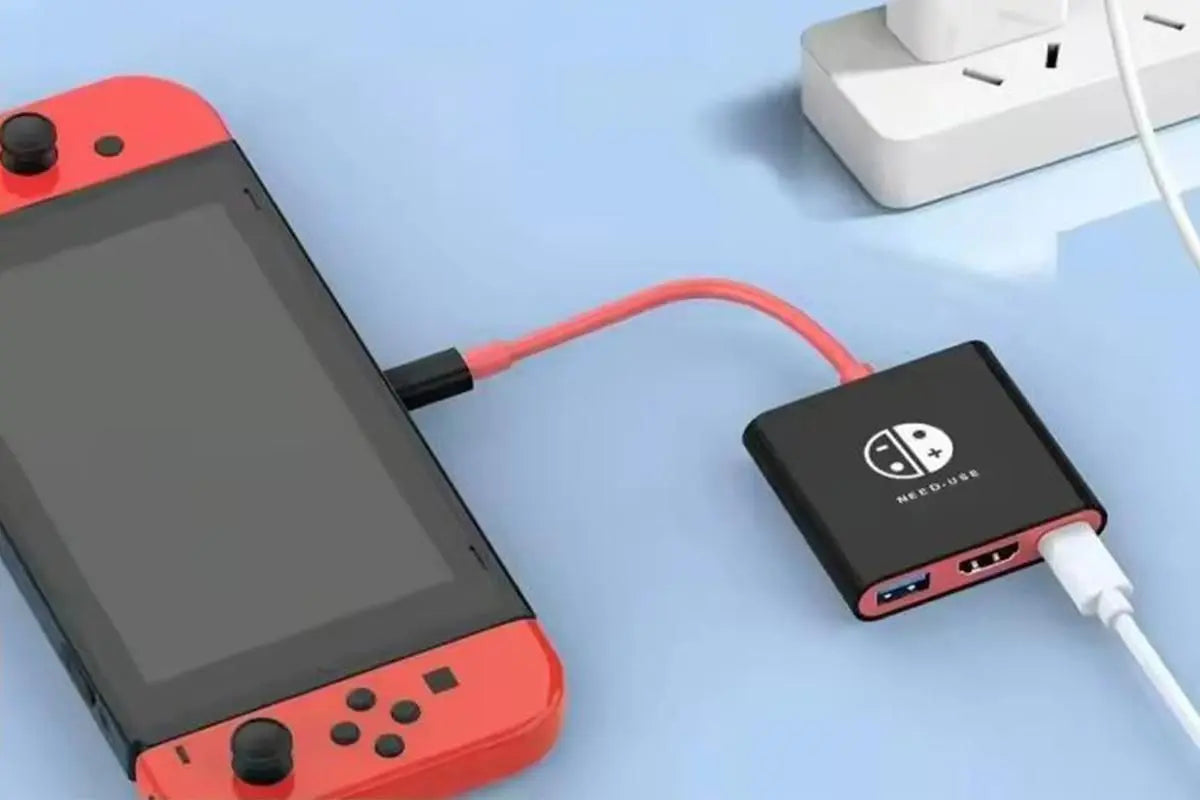 3-in-1 Portable TV Dock with 4K HDMI USB 3.0 100W Travel Adapter Dock for Nintendo Switch OLED TV Docking Station -Black&Red Wholesale Hub