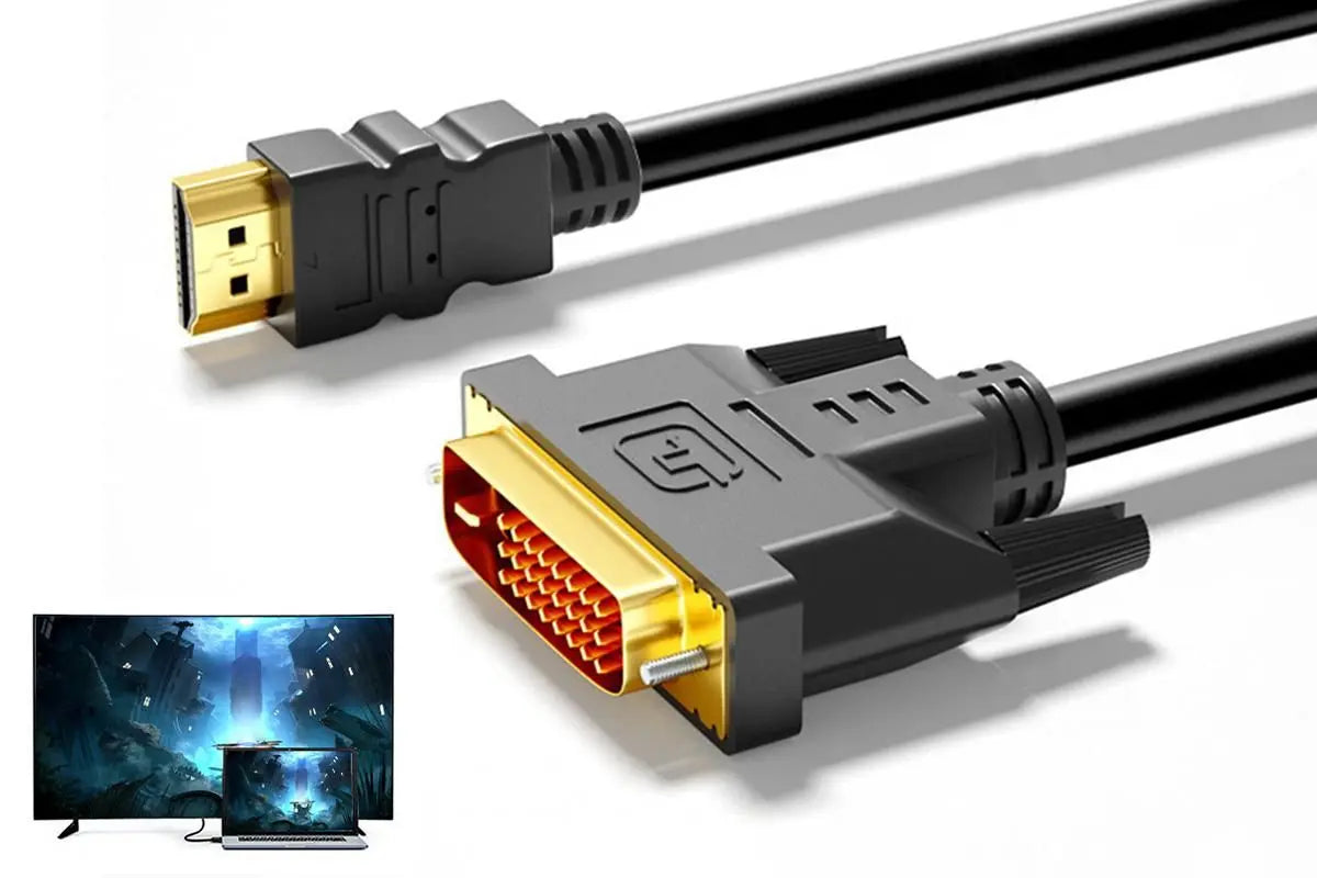HDMI to DVI-D 24+1 Pin Digital Cable Lead for HDTV PS3 PS4 Switch 360 TV - 1.5m Wholesale Hub