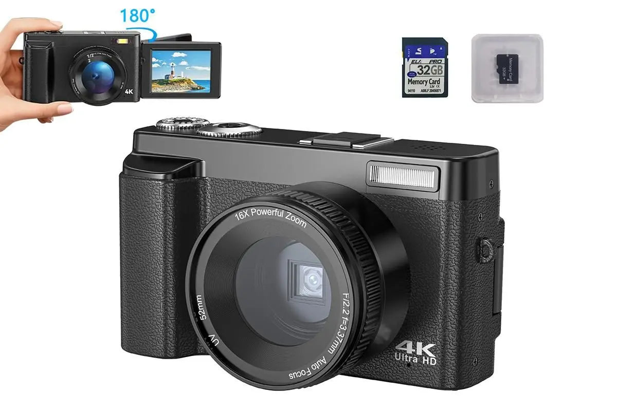 4K Digital Camera for Outdoor Photography With 32GB TF Card 180 Degree Flip Screen 16X Zoom 48MP Autofocus Wholesale Hub