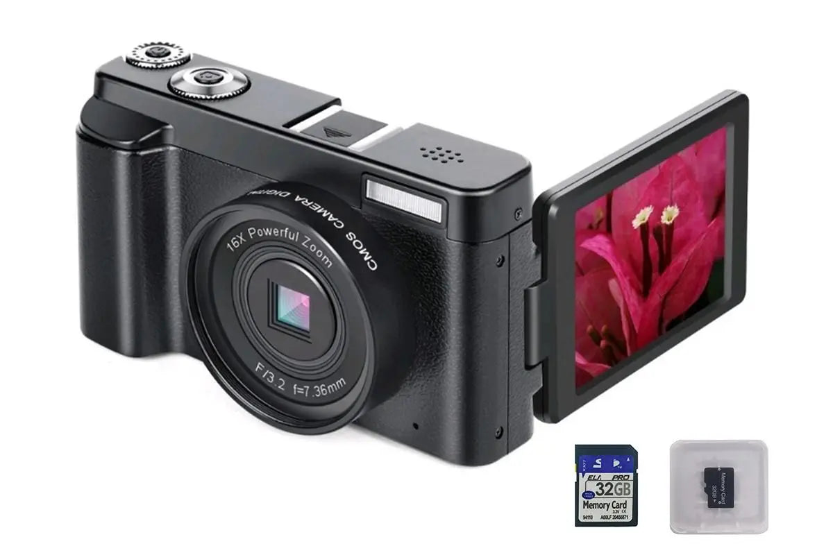 4K Digital Camera for Outdoor Photography With 32GB TF Card 180 Degree Flip Screen 16X Zoom 48MP Autofocus Wholesale Hub