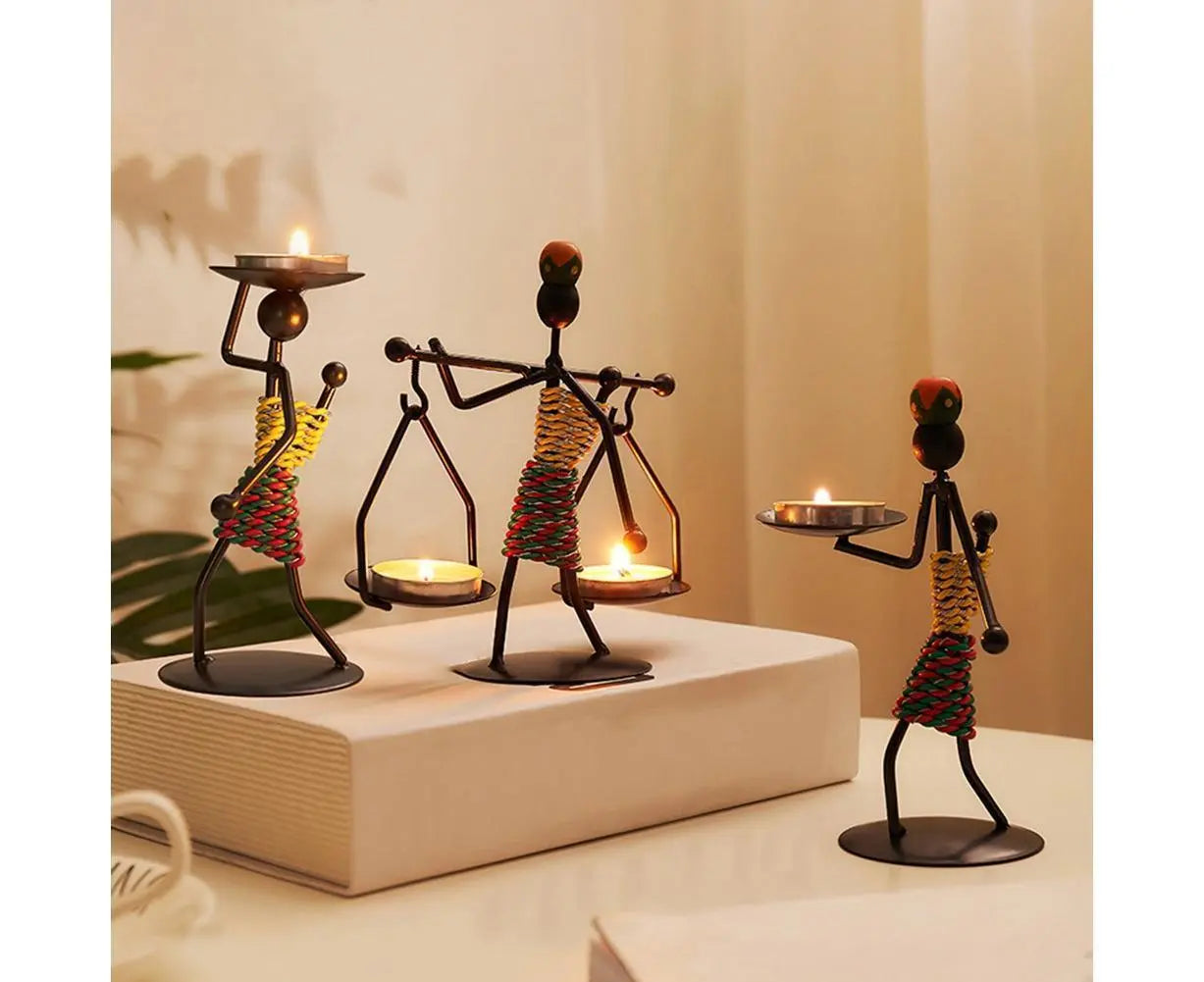 Nordic Candlestick Abstract Iron Men Candle Holder Home Bar Restaurant Decor- G Wholesale Hub