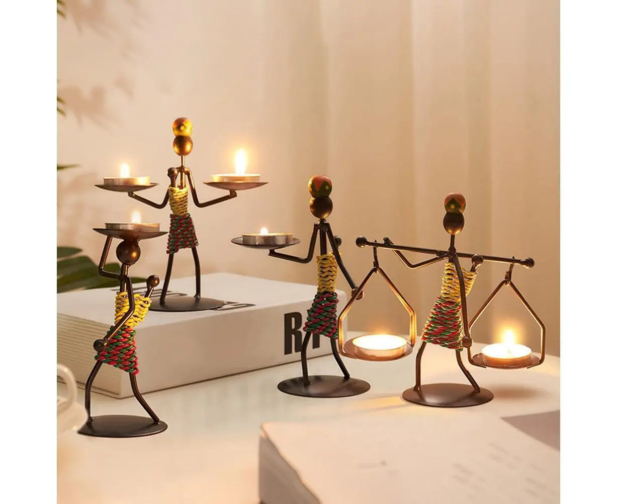 Nordic Candlestick Abstract Iron Men Candle Holder Home Bar Restaurant Decor- G Wholesale Hub