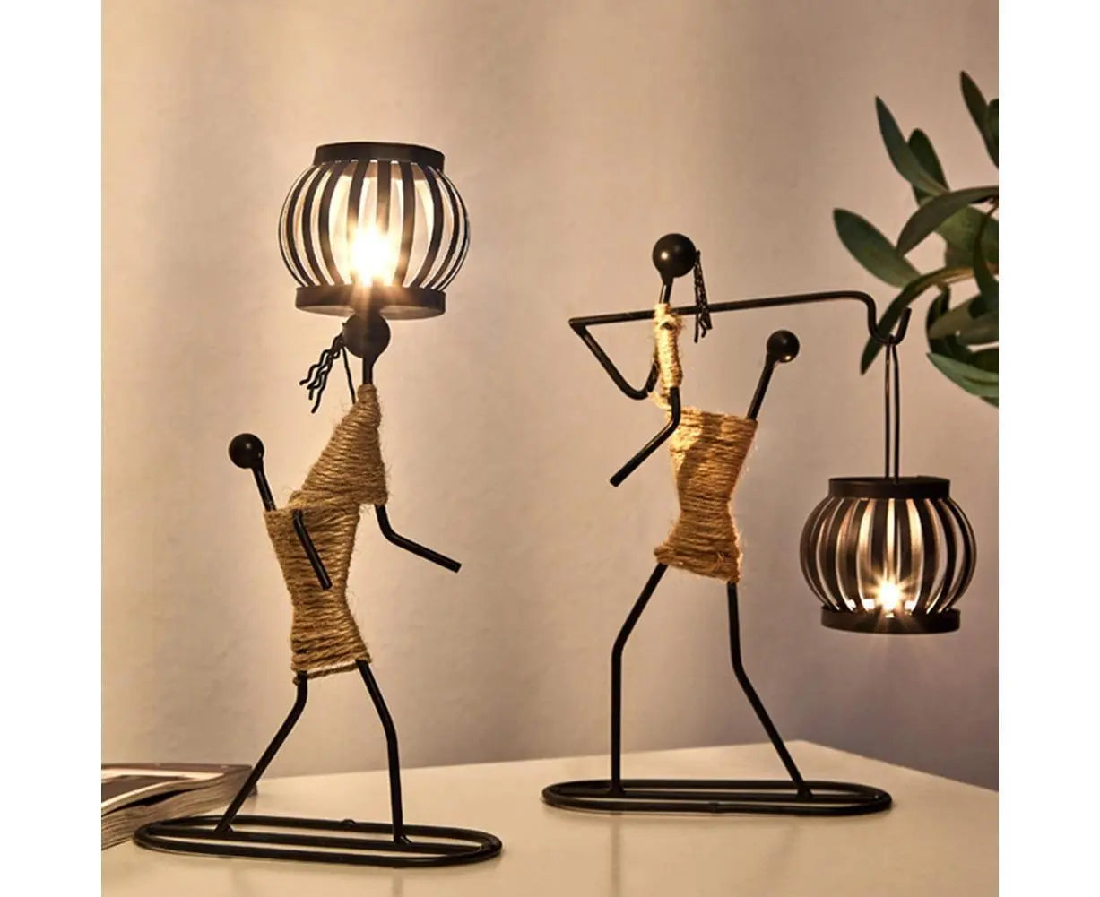 Nordic Candlestick Abstract Iron Men Candle Holder Home Bar Restaurant Decor- G Wholesale Hub