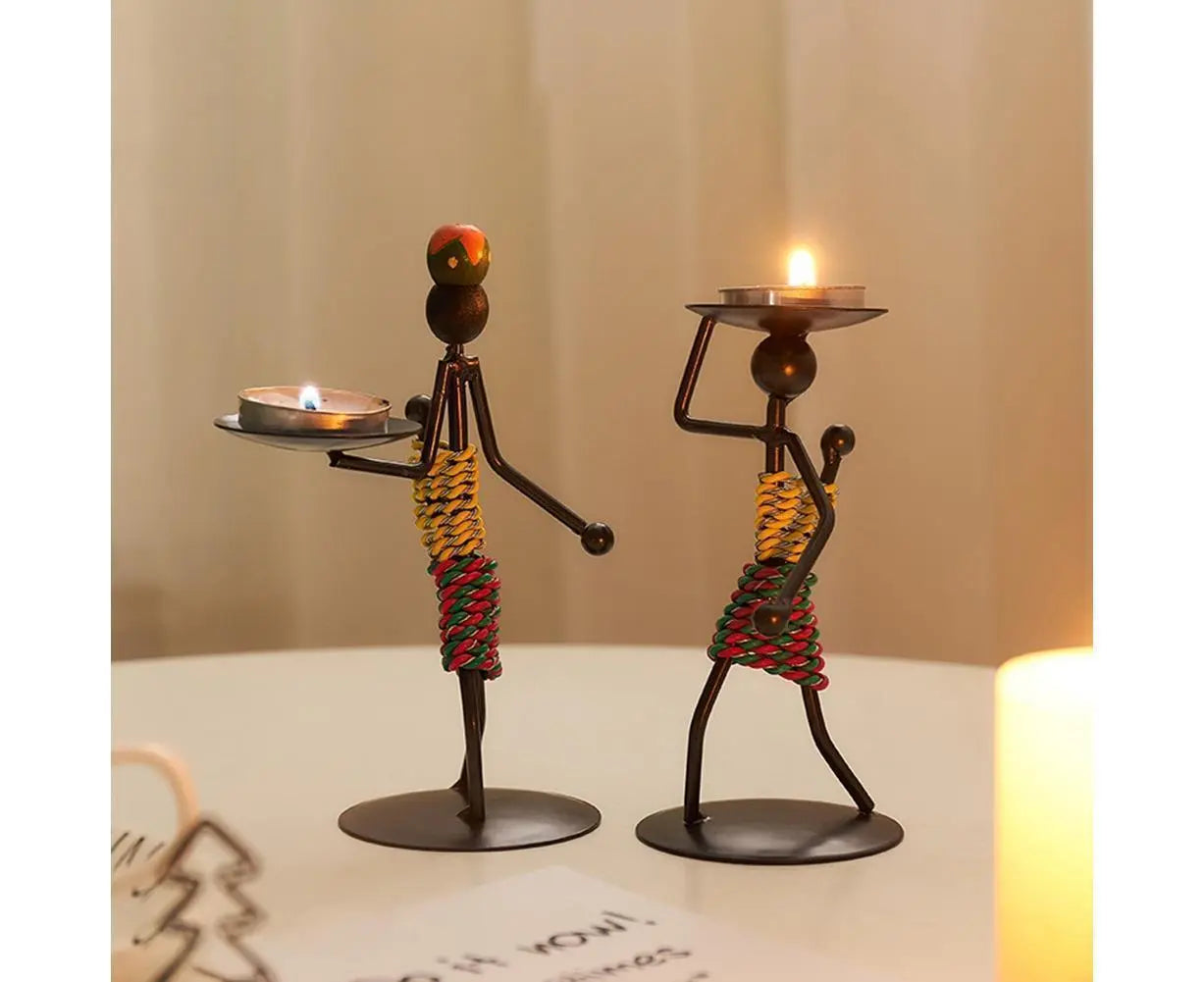 Nordic Candlestick Abstract Iron Men Candle Holder Home Bar Restaurant Decor- G Wholesale Hub