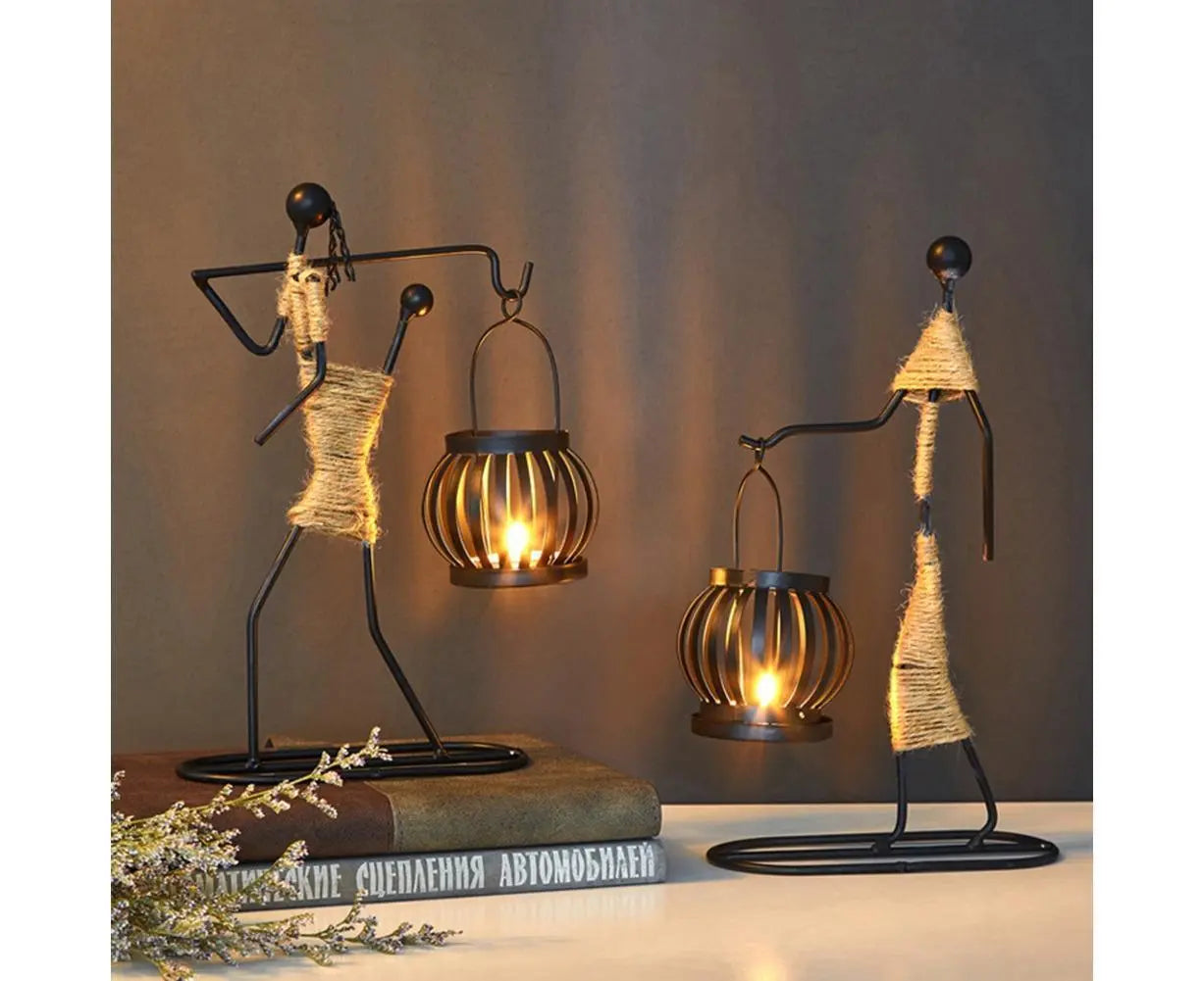 Nordic Candlestick Abstract Iron Men Candle Holder Home Bar Restaurant Decor- G Wholesale Hub
