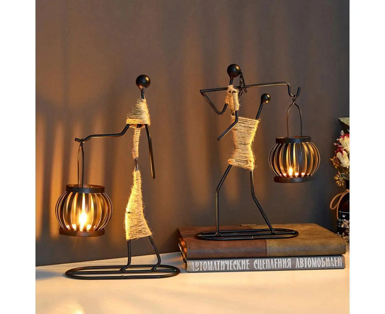 Nordic Candlestick Abstract Iron Men Candle Holder Home Bar Restaurant Decor- G Wholesale Hub