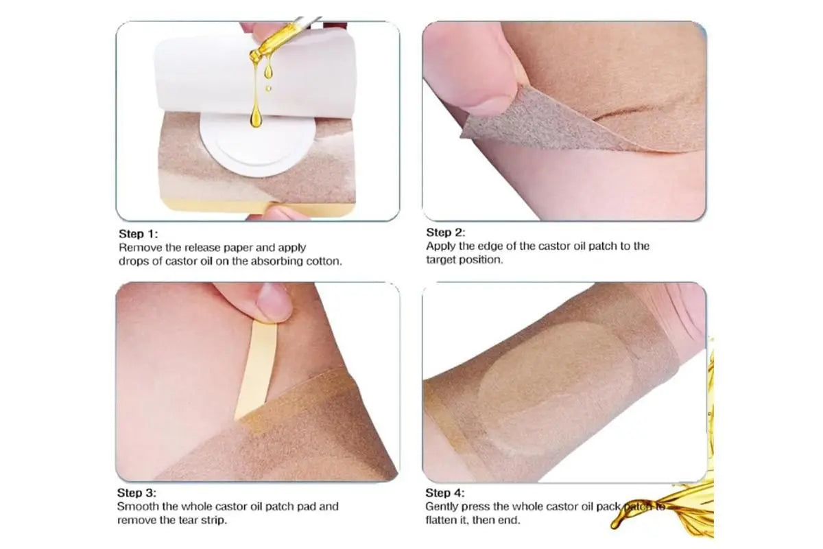 100PCS Disposable Castor Oil Patches Self-Adhesive Castor Oil Pack Belly Wrap for Waist Back Neck Arm Wholesale Hub