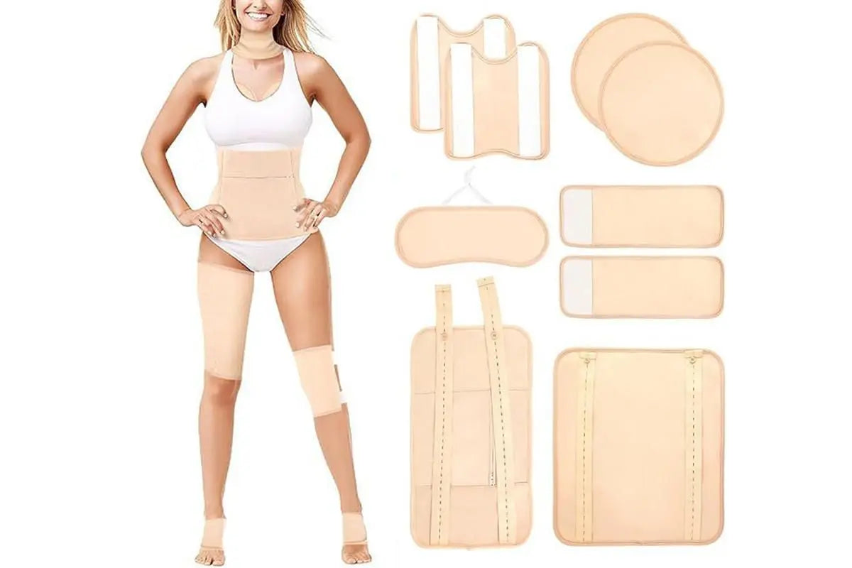 9Pcs Castor Oil Pack Kit Compress Reusable Wrap Belt Inflammation Toxin Remover Set -Nude Wholesale Hub