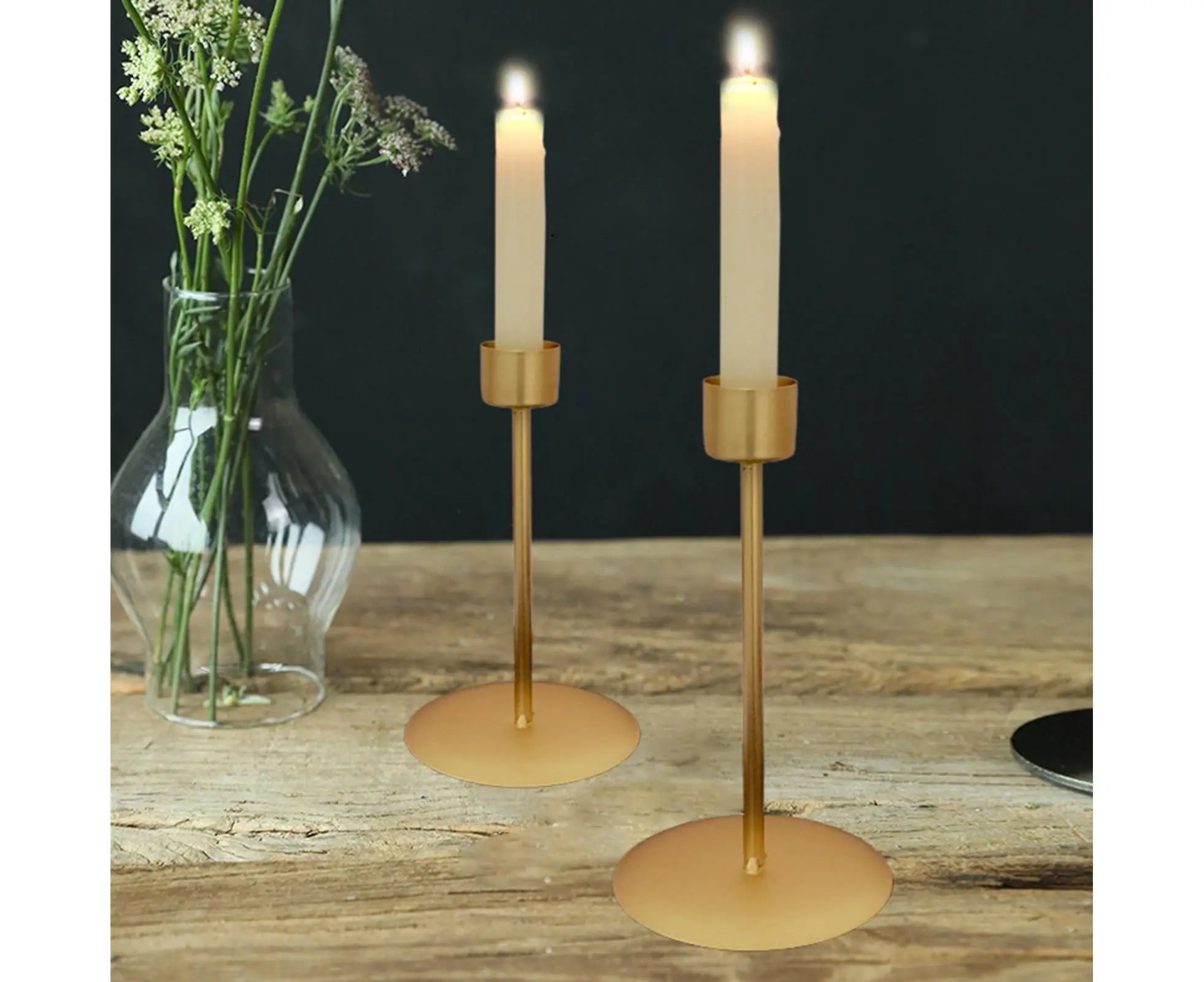 2Pcs Candlestick Exquisite Decorative Simple Nordic Style Candlelight Stand Home Decor -Golden Wholesale Hub