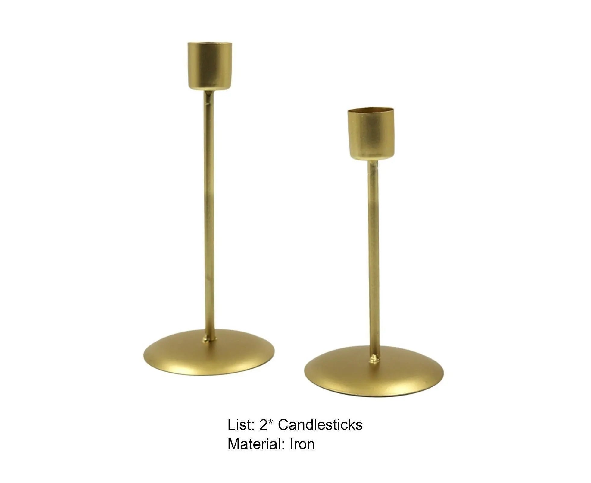 2Pcs Candlestick Exquisite Decorative Simple Nordic Style Candlelight Stand Home Decor -Golden Wholesale Hub