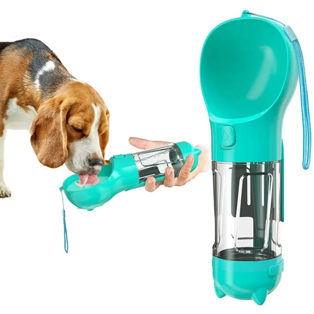 4 in 1 Pet Feeder Dog Cat Puppy Water Bottle Cup Travel Pooper Scooper Outdoor Blue 300ml Wholesale Hub