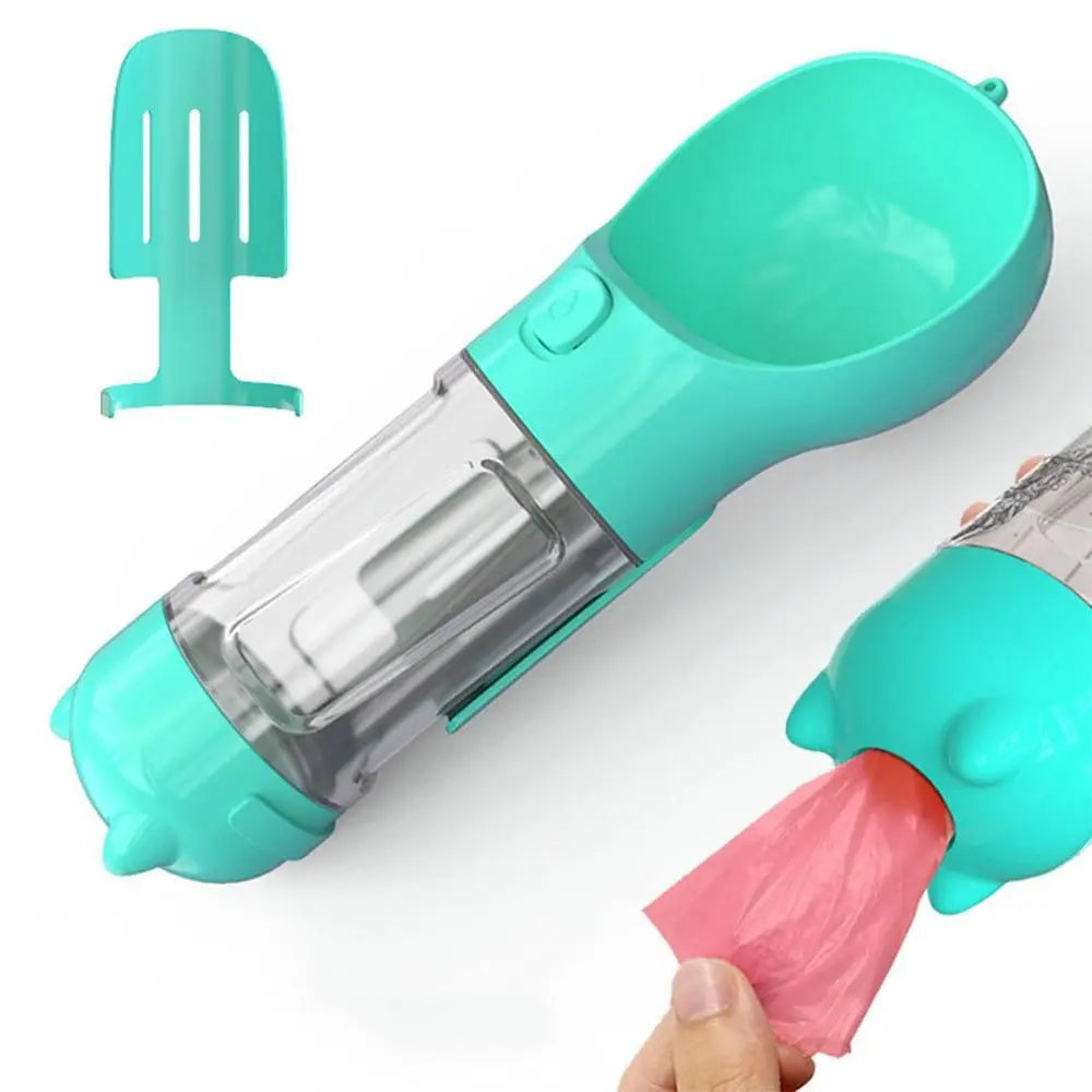 4 in 1 Pet Feeder Dog Cat Puppy Water Bottle Cup Travel Pooper Scooper Outdoor Blue 300ml Wholesale Hub