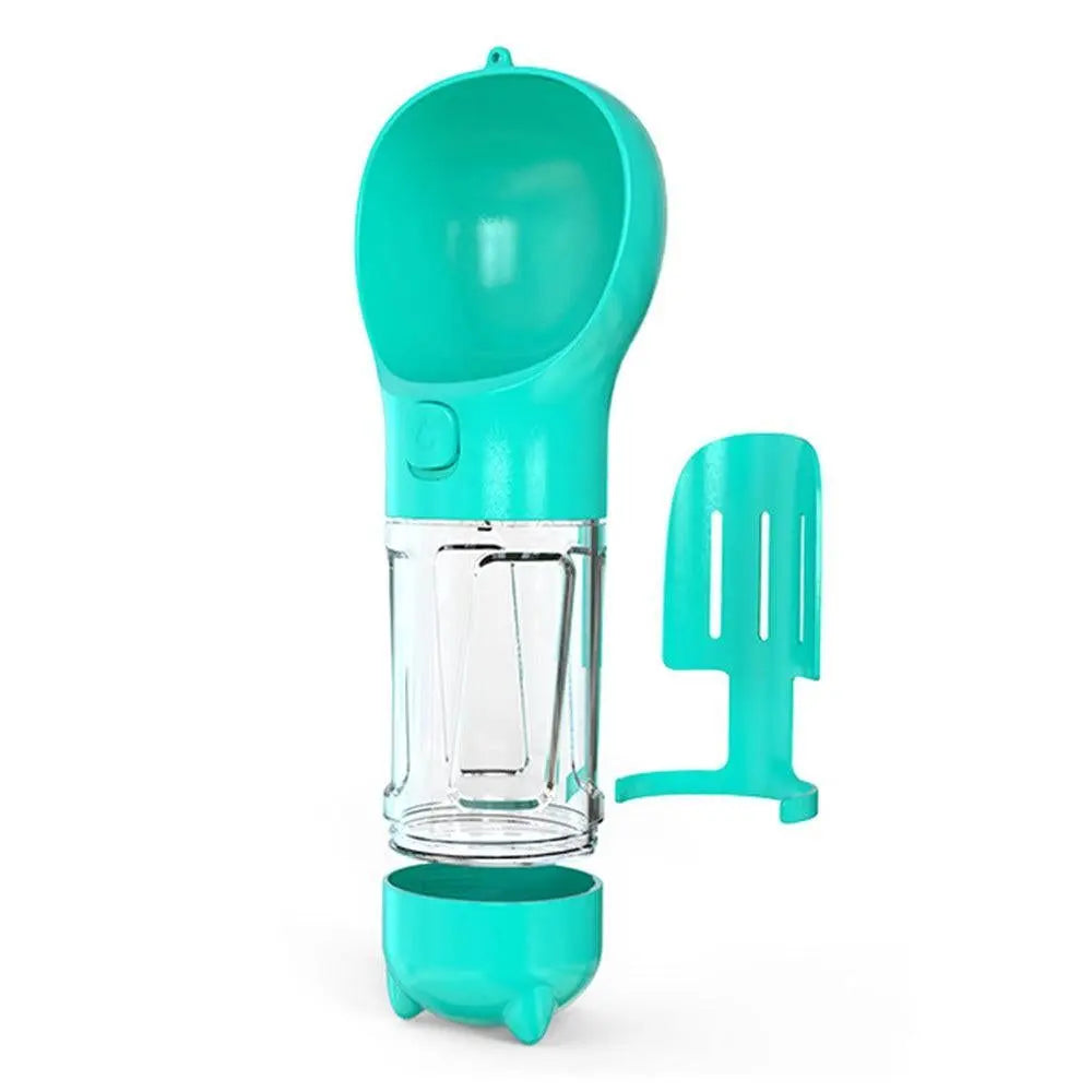 4 in 1 Pet Feeder Dog Cat Puppy Water Bottle Cup Travel Pooper Scooper Outdoor Blue 300ml Wholesale Hub