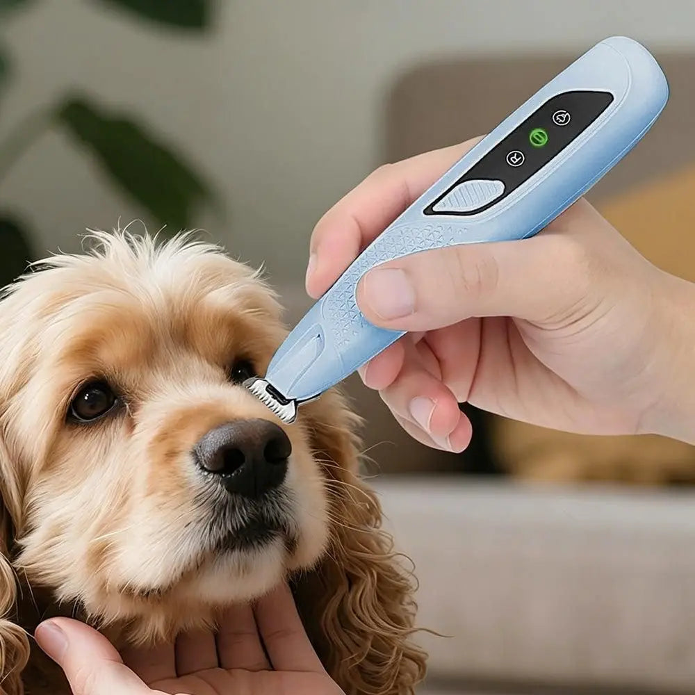 Pet Hair Trimmer Electric Clipper Rechargeable with LED Light for Pets Blue Wholesale Hub