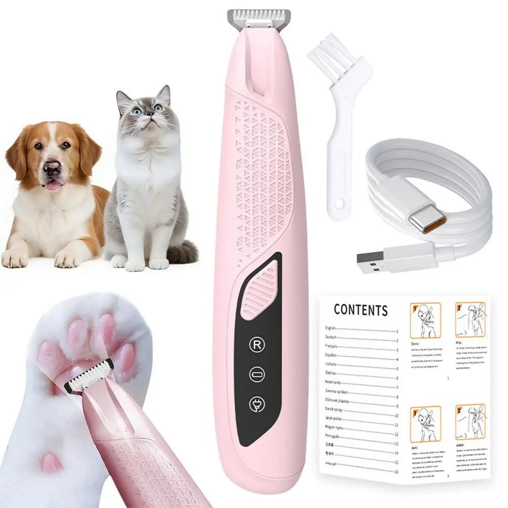 Pet Hair Trimmer Electric Clipper Rechargeable with LED Light for Pets Blue Wholesale Hub