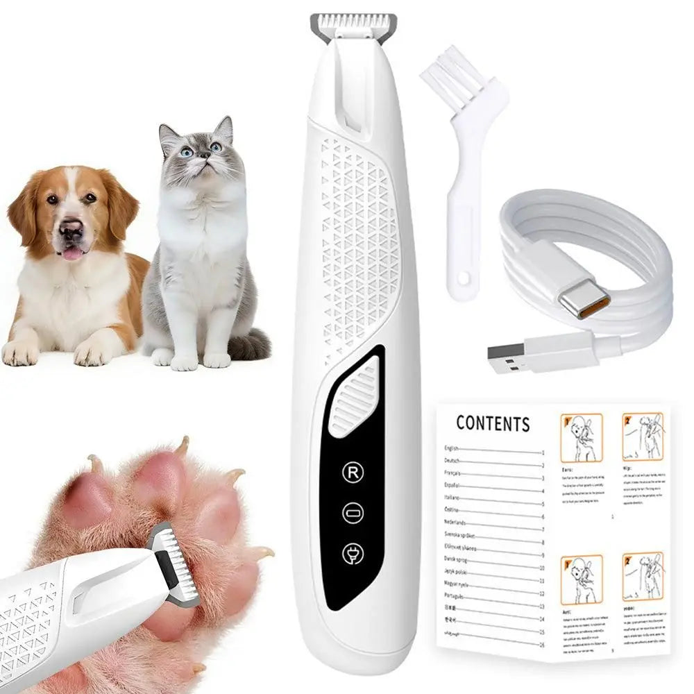 Pet Hair Trimmer Electric Clipper Rechargeable with LED Light for Pets Blue Wholesale Hub
