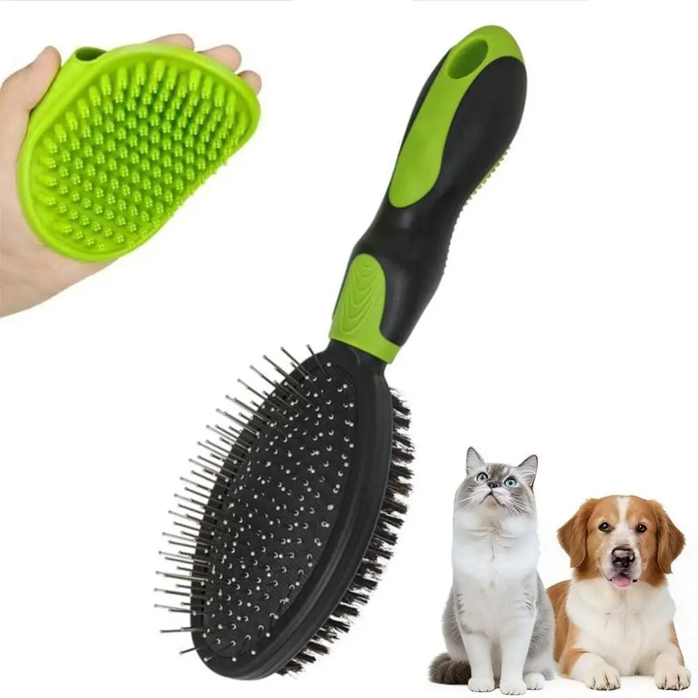 2PCS Pet Grooming Tools Double-Sided Brush for Shedding and Bathing for Short/Long Haired Dogs Cats Purple Wholesale Hub