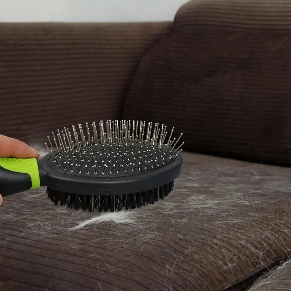 2PCS Pet Grooming Tools Double-Sided Brush for Shedding and Bathing for Short/Long Haired Dogs Cats Green Wholesale Hub