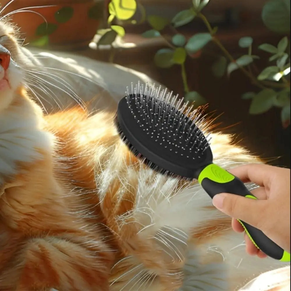 2PCS Pet Grooming Tools Double-Sided Brush for Shedding and Bathing for Short/Long Haired Dogs Cats Green Wholesale Hub