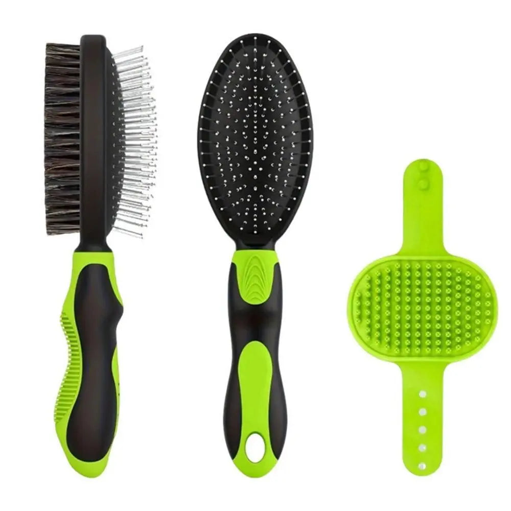 2PCS Pet Grooming Tools Double-Sided Brush for Shedding and Bathing for Short/Long Haired Dogs Cats Green Wholesale Hub