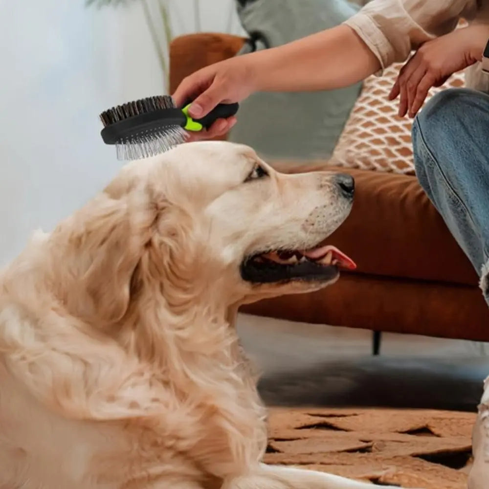 2PCS Pet Grooming Tools Double-Sided Brush for Shedding and Bathing for Short/Long Haired Dogs Cats Green Wholesale Hub