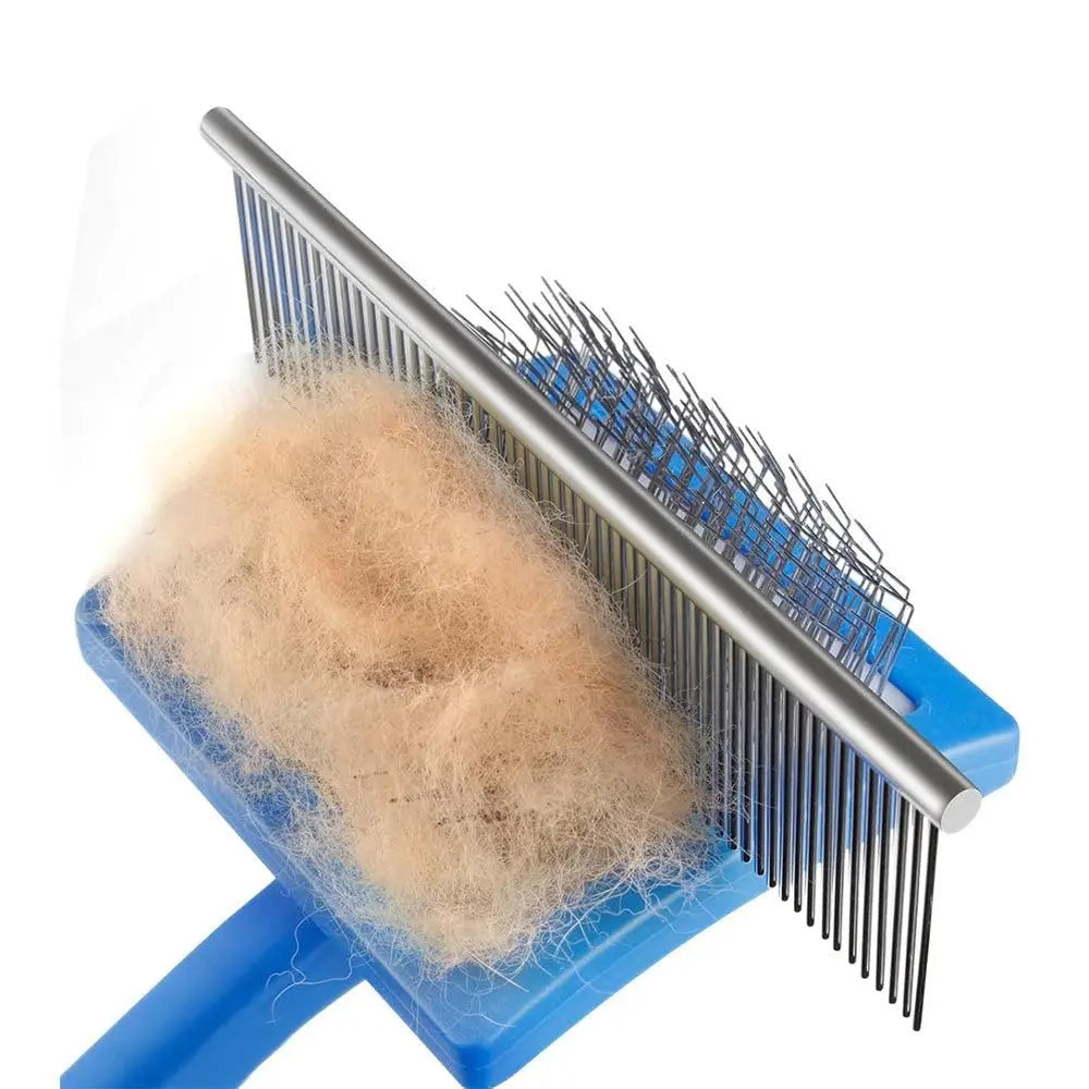 2-Piece Dog Slicker Brush & Comb Set for Grooming & Detangling Blue Wholesale Hub