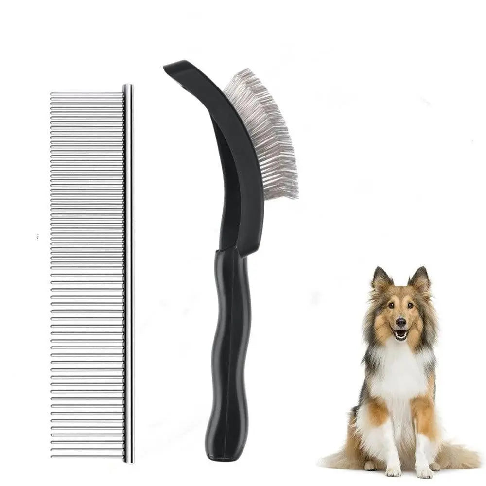 2-Piece Dog Slicker Brush & Comb Set for Grooming & Detangling Blue Wholesale Hub
