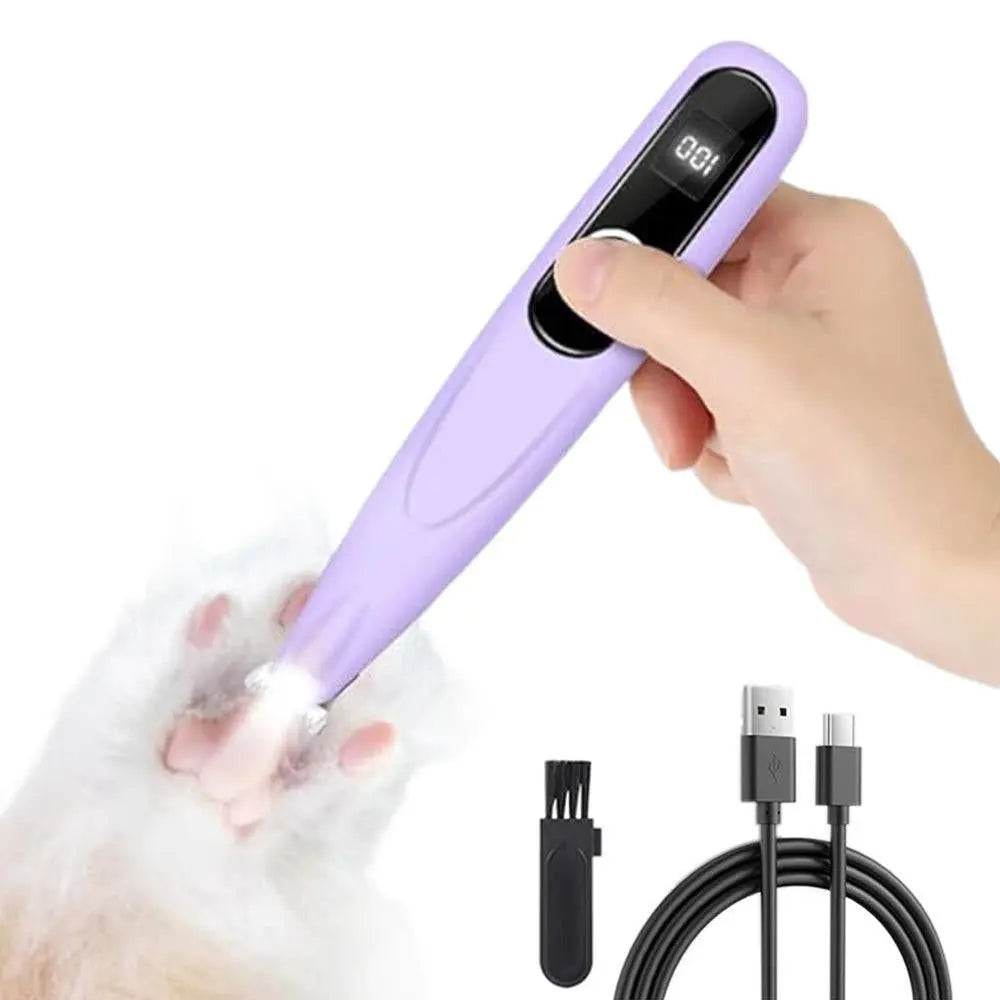 Cordless Pet Paw Trimmer with LED Light Rechargeable Grooming Tool for Dog Cat Purple Wholesale Hub
