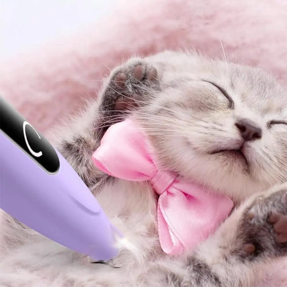 Cordless Pet Paw Trimmer with LED Light Rechargeable Grooming Tool for Dog Cat Purple Wholesale Hub
