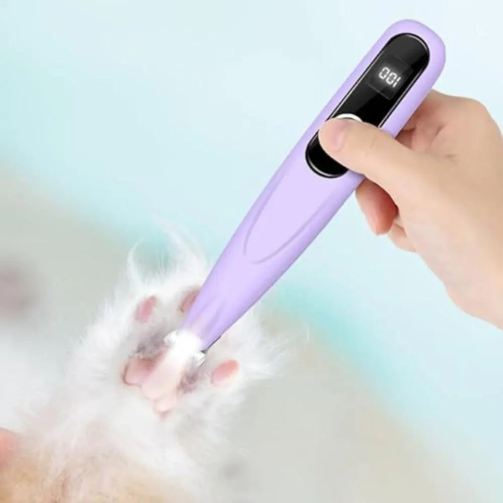 Cordless Pet Paw Trimmer with LED Light Rechargeable Grooming Tool for Dog Cat Purple Wholesale Hub