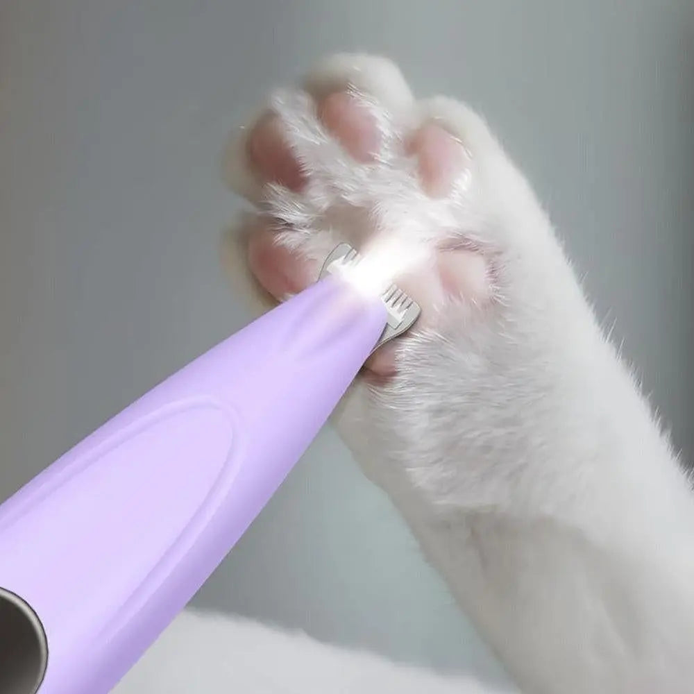 Cordless Pet Paw Trimmer with LED Light Rechargeable Grooming Tool for Dog Cat Purple Wholesale Hub