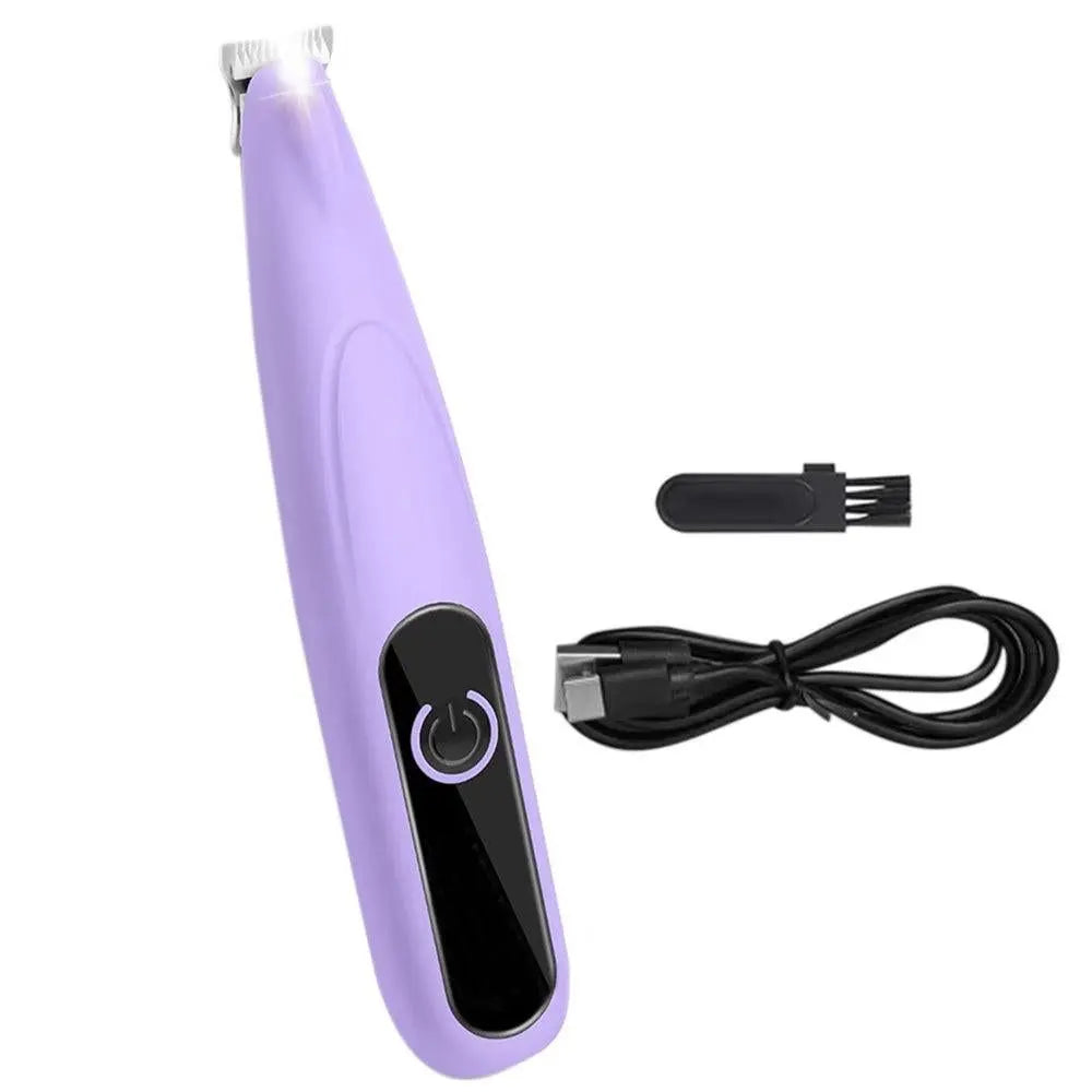 Cordless Pet Paw Trimmer with LED Light Rechargeable Grooming Tool for Dog Cat Purple Wholesale Hub