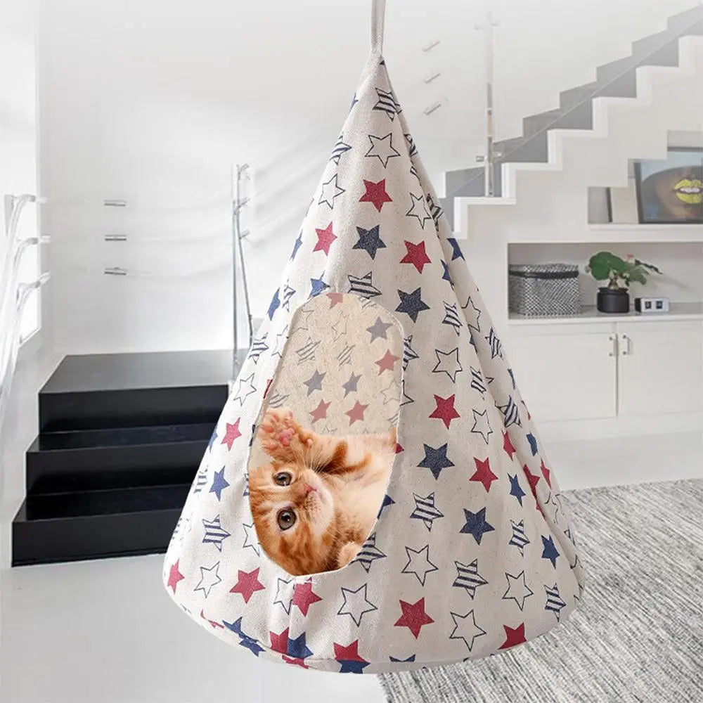 Pet Cat Tent Cone Hammock with Thick Mat Warm Cotton Cage Hanging Bed M-Star Style Wholesale Hub