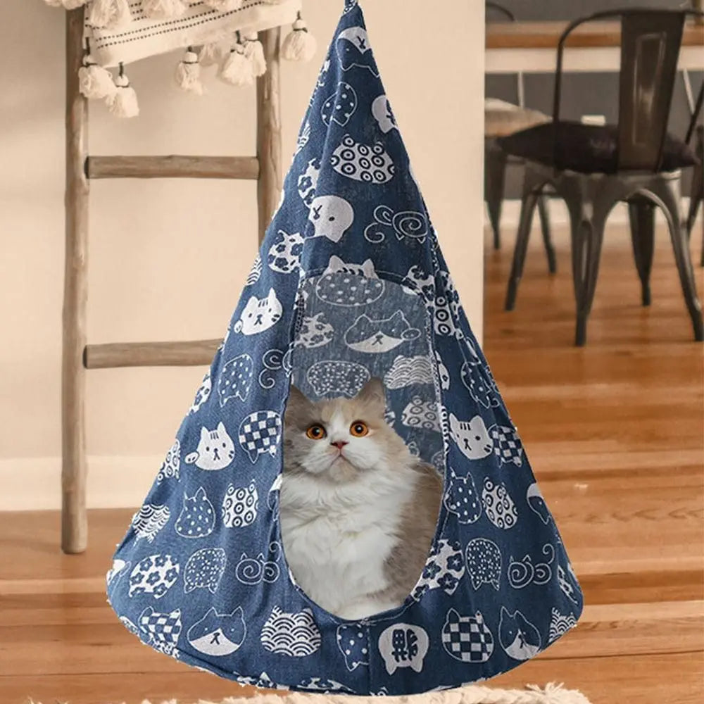 Pet Cat Tent Cone Hammock with Thick Mat Warm Cotton Cage Hanging Bed M-Star Style Wholesale Hub