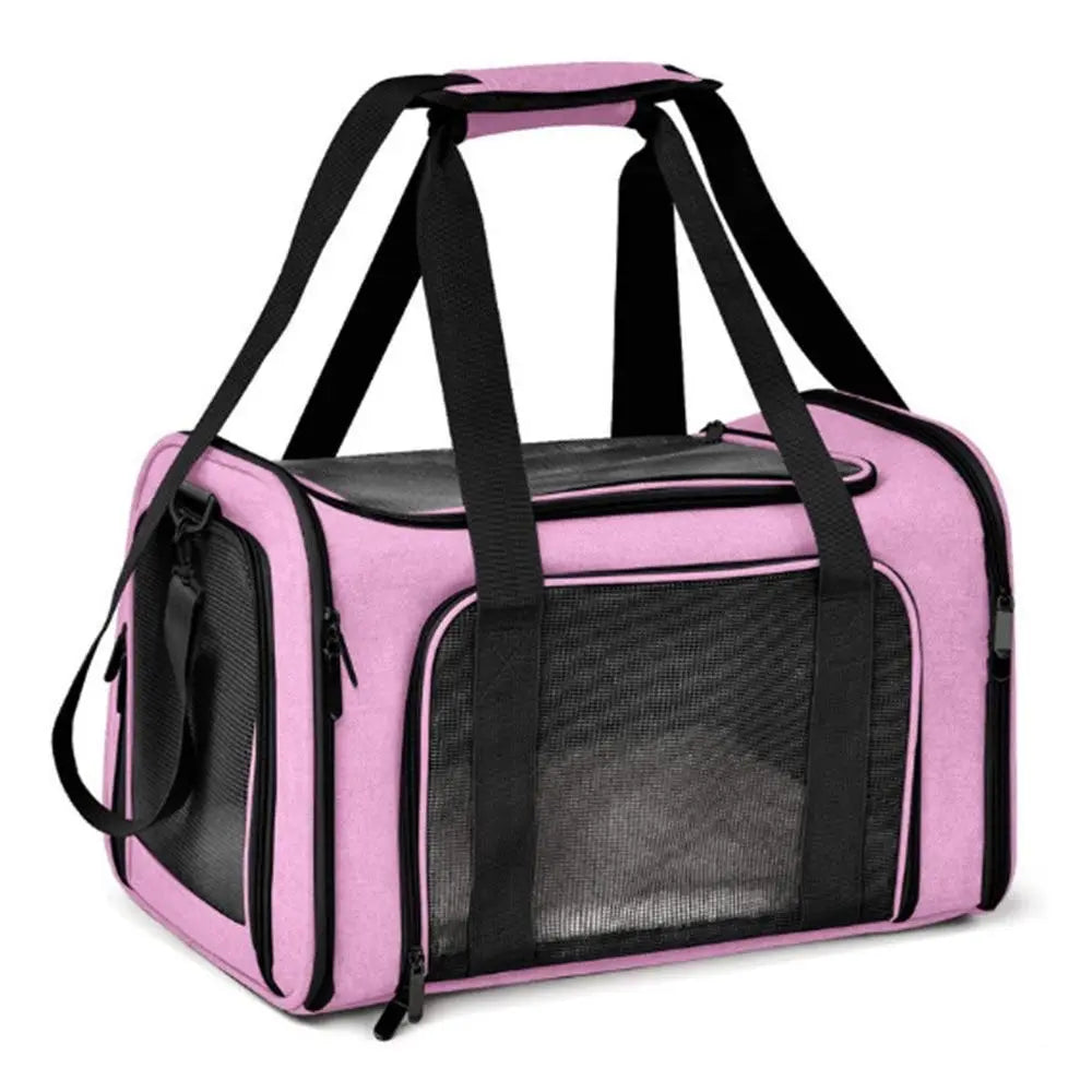 Foldable Travel Pet Carrier Bag Portable Cat Dog Kennel Bag Pink - L Wholesale Hub