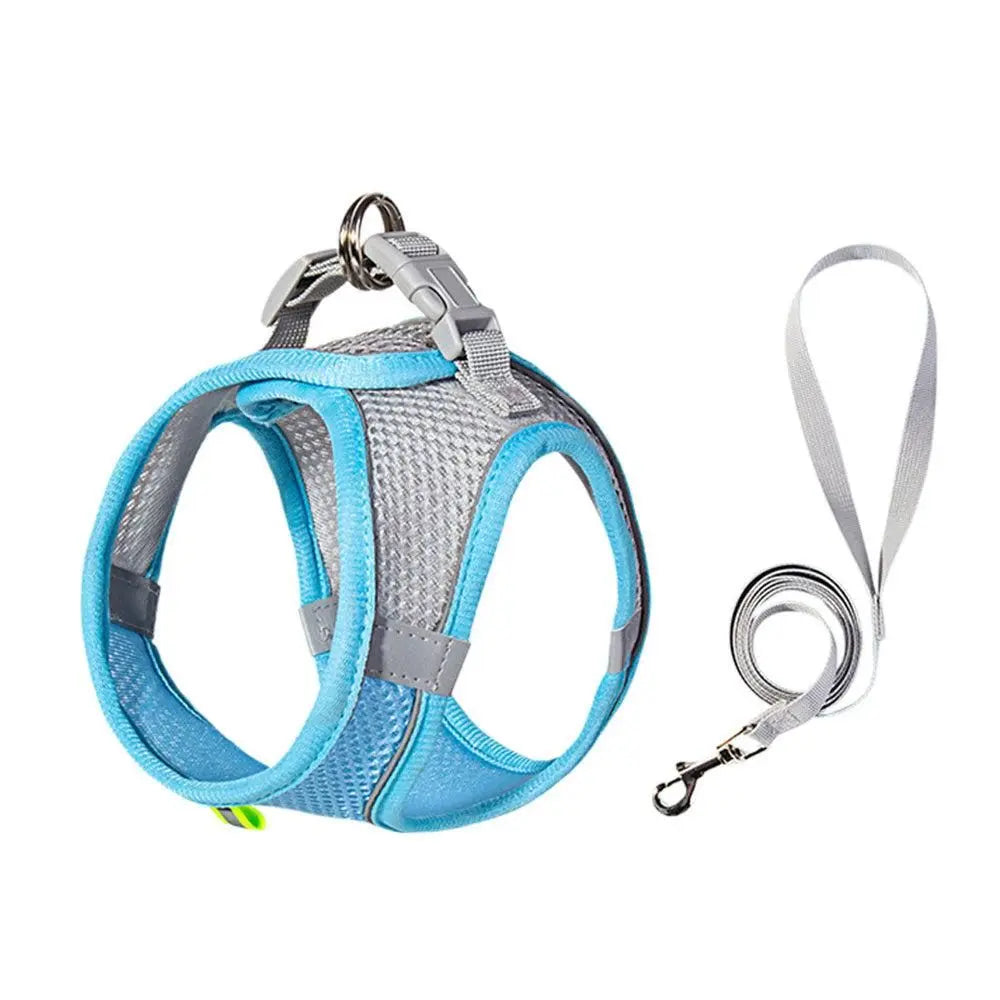 Pet Cat Harness and Leash Set Breathable Vest with Reflective Strip for Kitten Walking Traveling Orange - S Wholesale Hub
