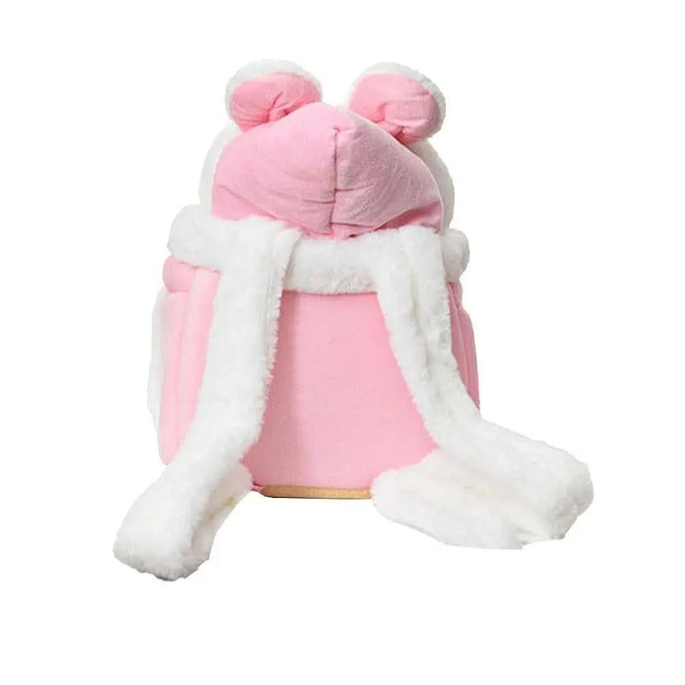 Plush Pet Carrier Backpack Pet Warm Bag with Hand Warmer Pocket Pink - S Wholesale Hub