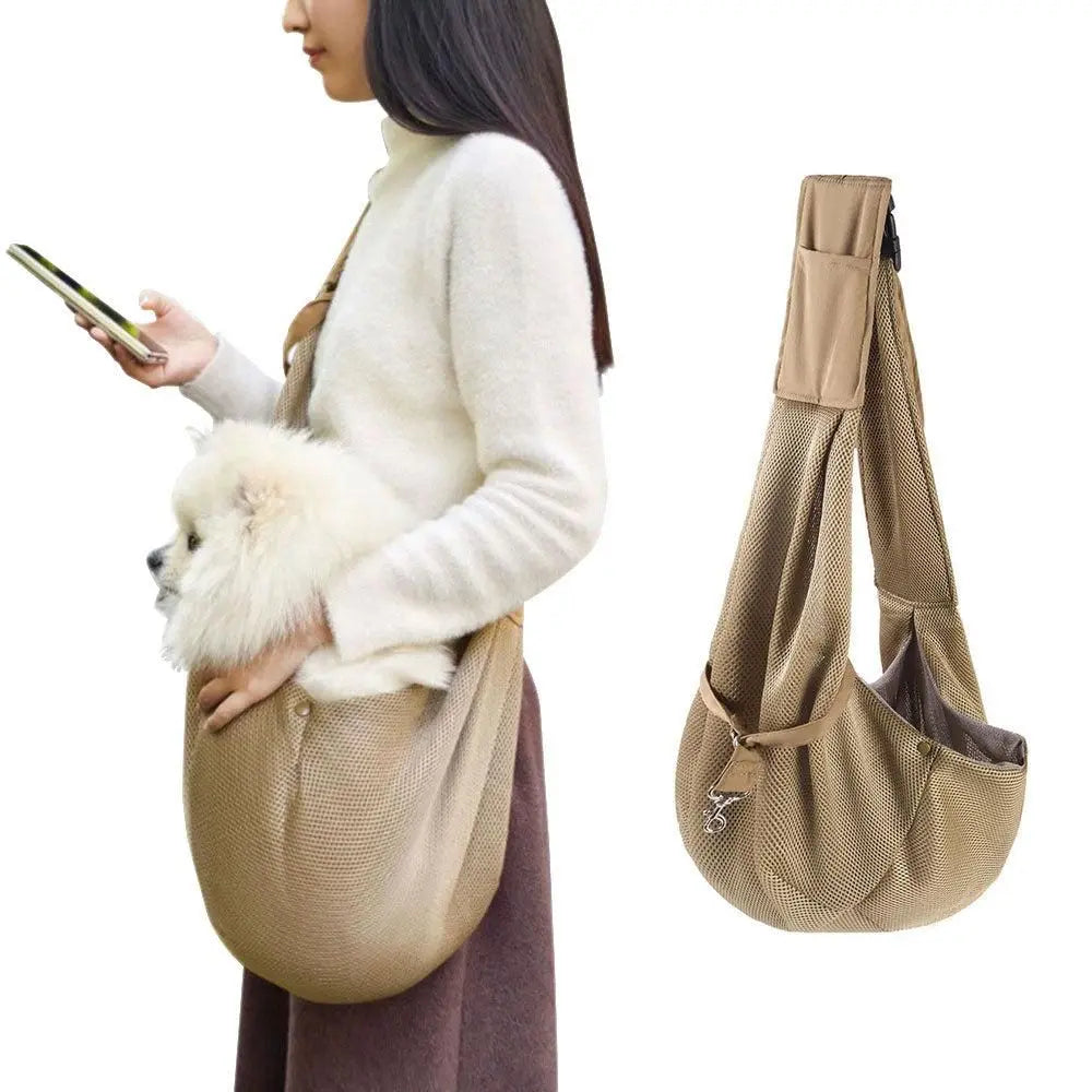 Adjustable Pet Dog Carrier Sling Bag Breathable Mesh Puppy Cat Carrier Khaki Wholesale Hub