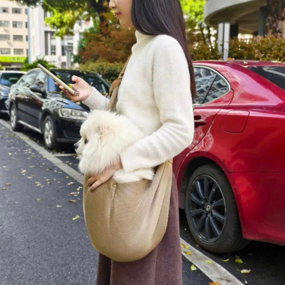Adjustable Pet Dog Carrier Sling Bag Breathable Mesh Puppy Cat Carrier Khaki Wholesale Hub