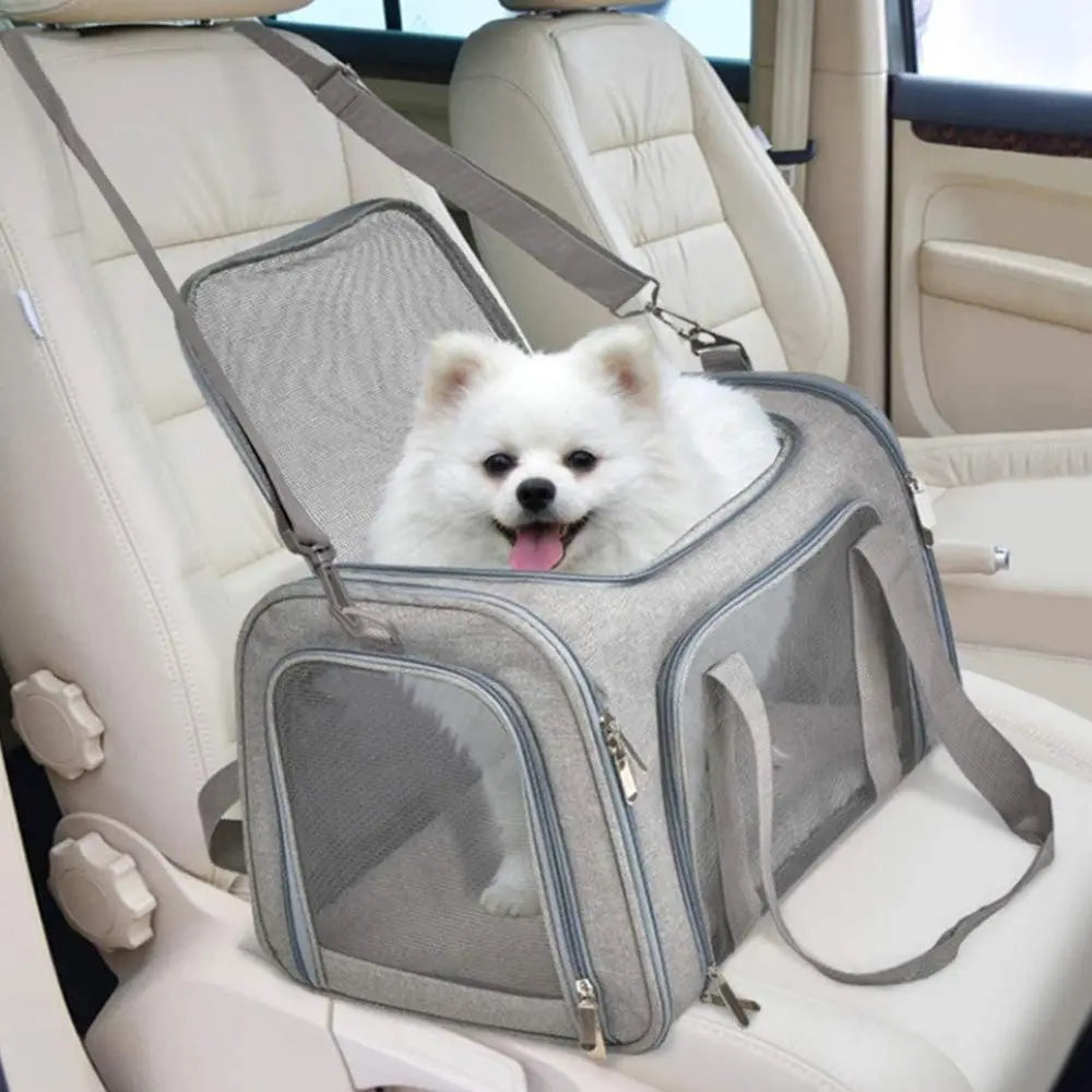 Foldable Travel Pet Carrier Bag Portable Cat Dog Kennel Bag Grey - S Wholesale Hub