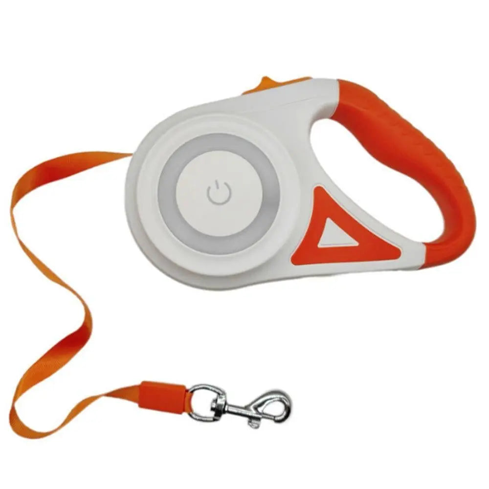 5M RGB Light Pet Leads Retractable Traction Rope Pet Cat Dog Leash Orange Wholesale Hub