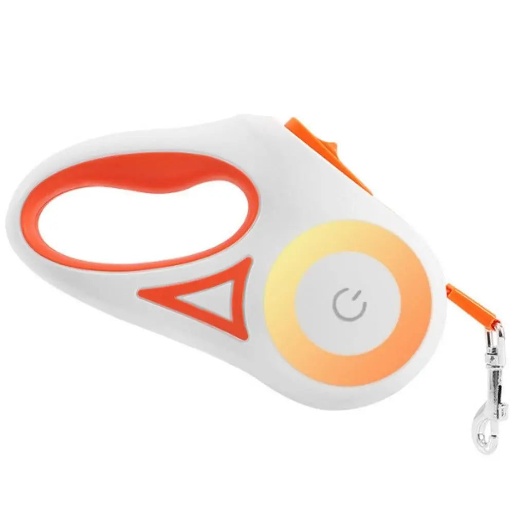 5M RGB Light Pet Leads Retractable Traction Rope Pet Cat Dog Leash Orange Wholesale Hub