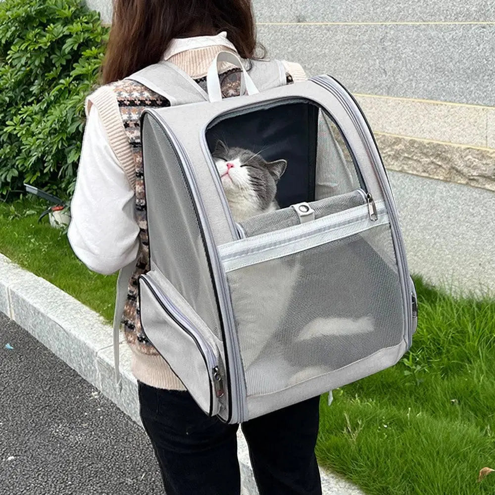Travel Pet Cat Carrier Backpack Portable Breathable Outdoor Grey Wholesale Hub