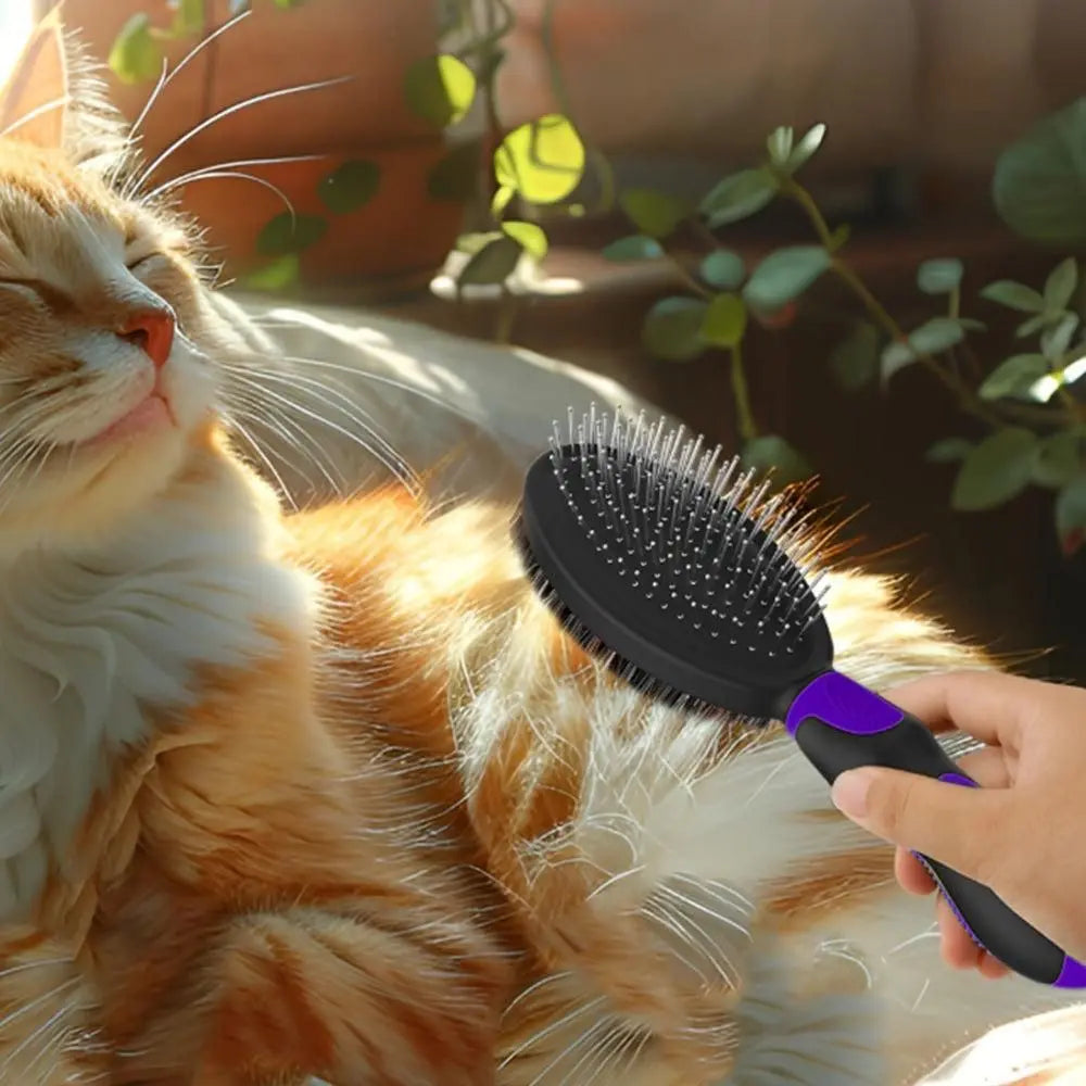 2PCS Pet Grooming Brushes Deshedding Bath Brush for Dogs Cats & Horses Purple Wholesale Hub