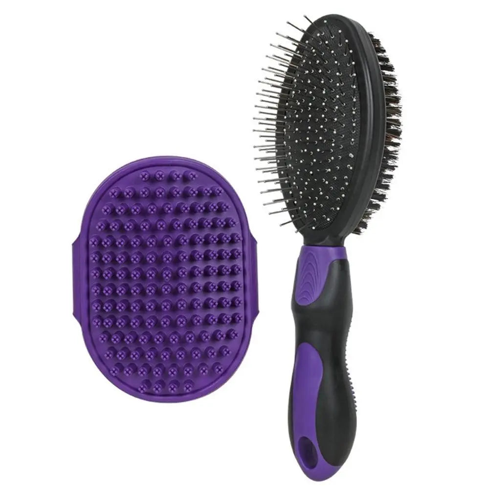 2PCS Pet Grooming Brushes Deshedding Bath Brush for Dogs Cats & Horses Purple Wholesale Hub