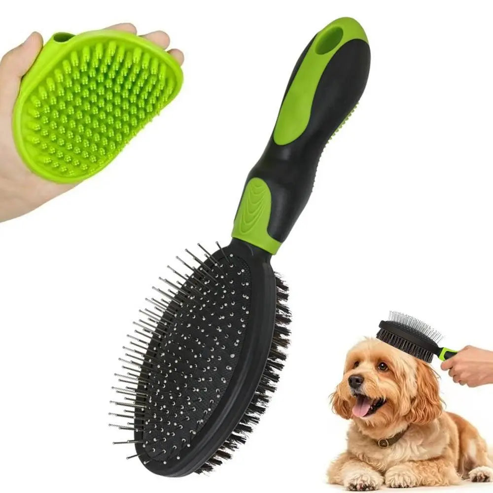 2PCS Pet Grooming Brushes Deshedding Bath Brush for Dogs Cats & Horses Green Wholesale Hub